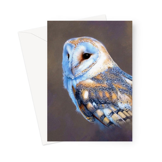 Silver Barn Owl Greeting Card