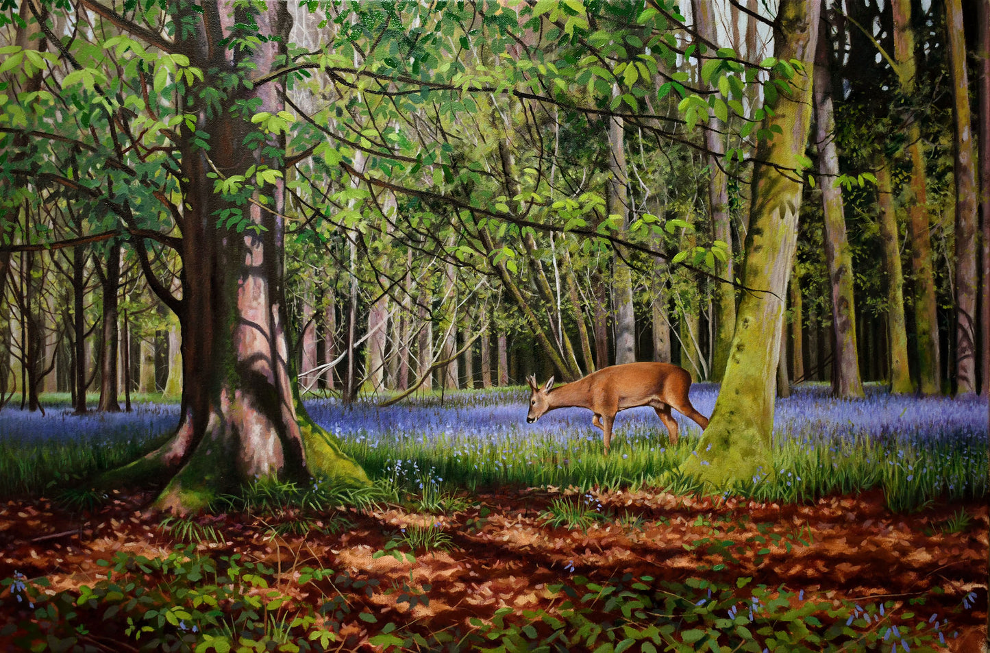 Painting a Bluebell Wood in Acrylics: May 10th 2025