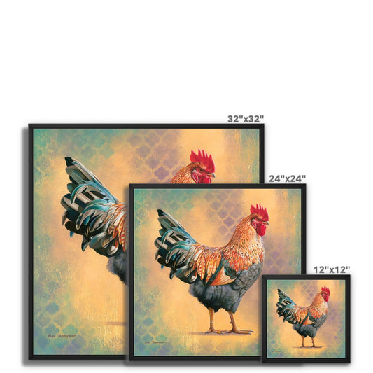 Golden Cockerel Framed Canvas