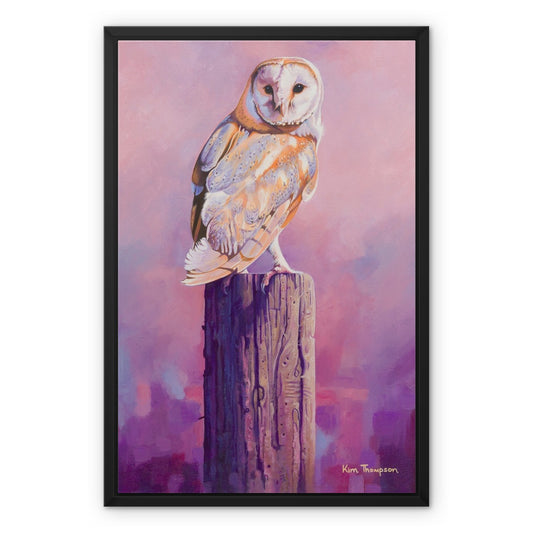 Barn Owl Sunset Framed Canvas