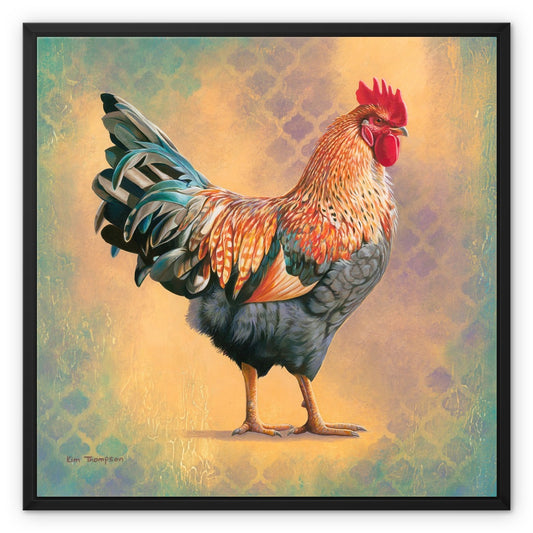 Golden Cockerel Framed Canvas